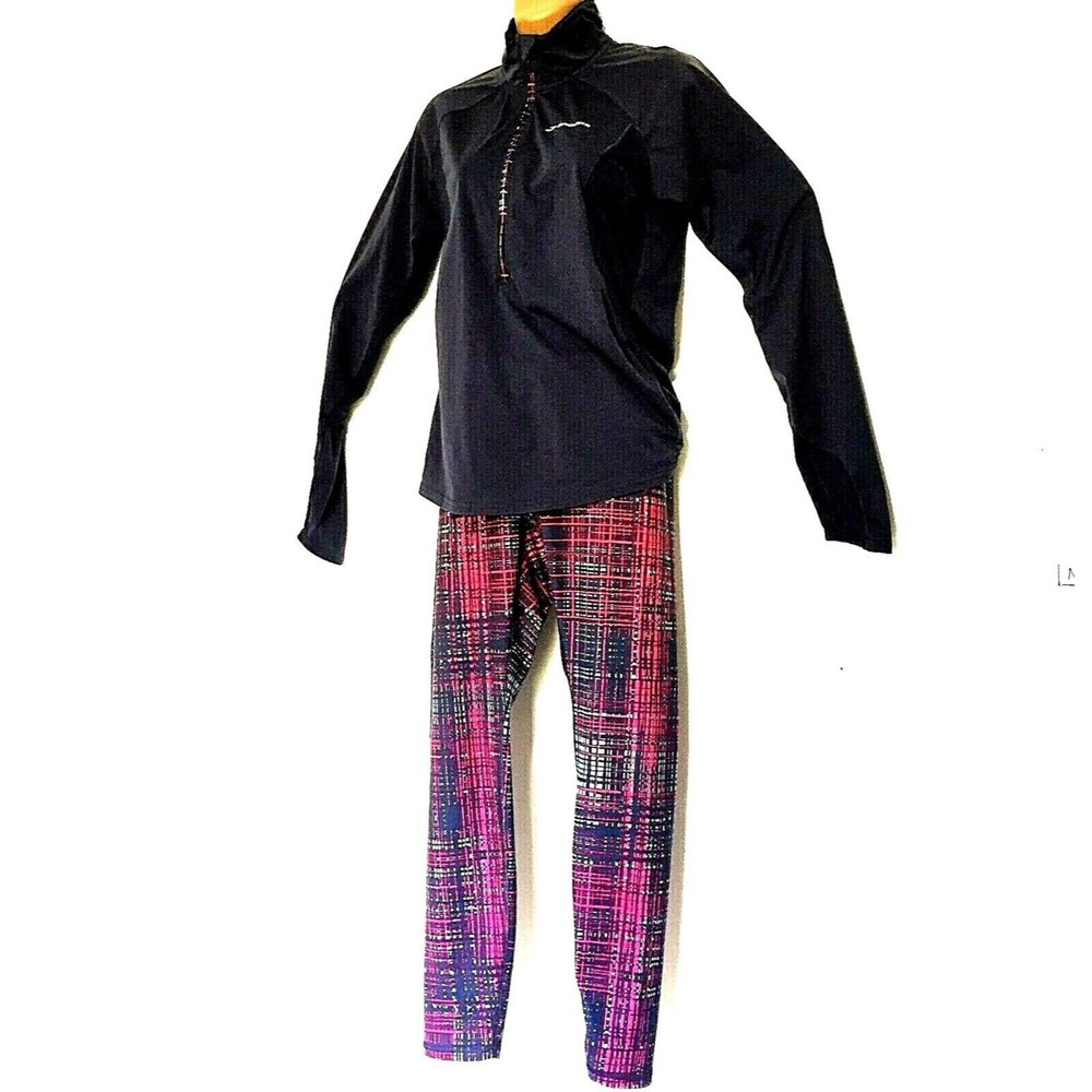 Brooks Shoe Vintage Track Suit M L 1980s Run Yoga Jacket Legging Streetwear Y2K